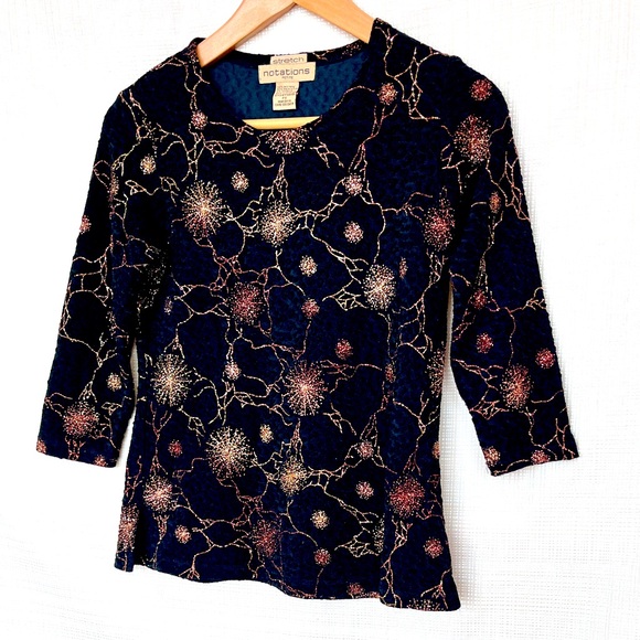 Vintage Crinkle Texture Metallic Black Top EMO Goth Y2k Crinkle Textured Knit - Picture 4 of 8